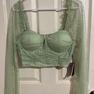 Iris Light Green Sheer Crop Top